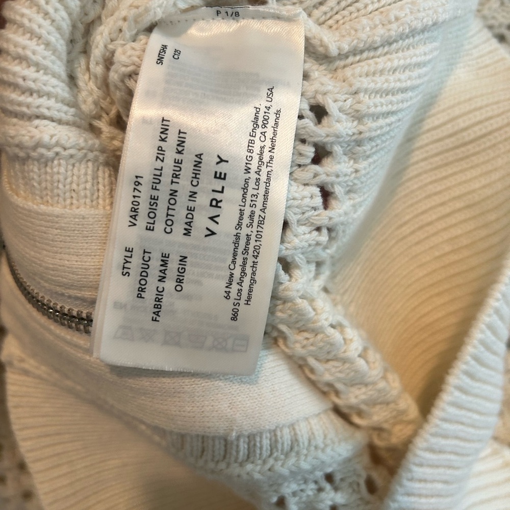 Varley Eloise Cream Knit Zip-Up Sweater - Picture 6 of 6